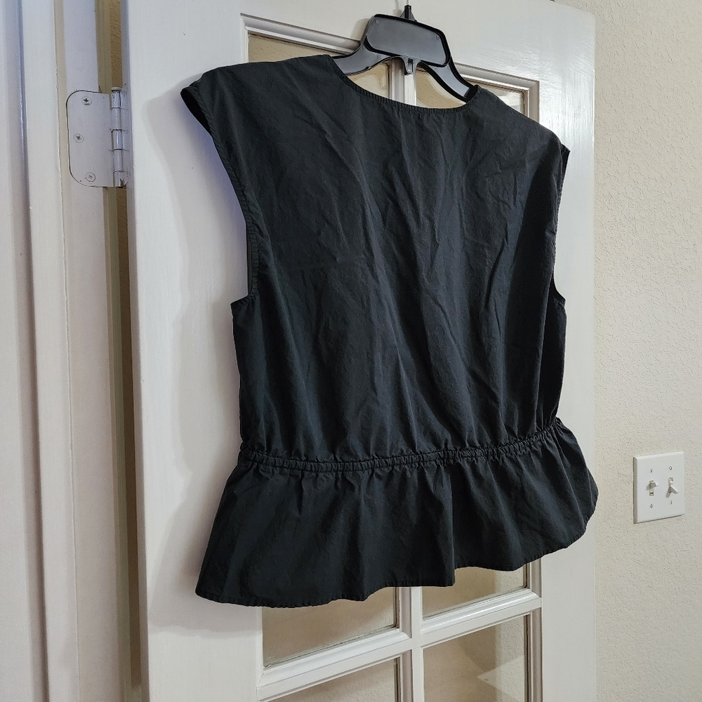 Rails Savi Black Charcoal Gray Peplum Top Women’s Large Drawstring Waist - Picture 4 of 13